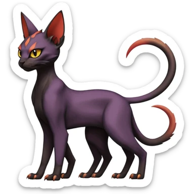 Black edgy Noivern-Purloin-Torracat-Sphynx-Lykoi-Caracal-cat-Fakemon-fusion-hybrid-creature sticker