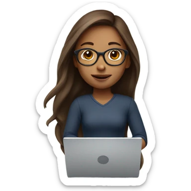 girl-brown-long-hair-with-laptop-and-glasses-white-skin sticker