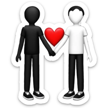 two keith harring style people holding hands in front of a house with a heart surrounding it, this is a logo for a project sticker