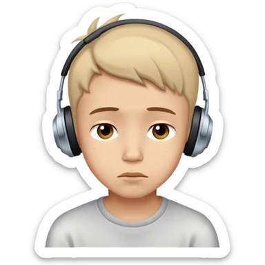 A beautiful boy listening sad song sticker