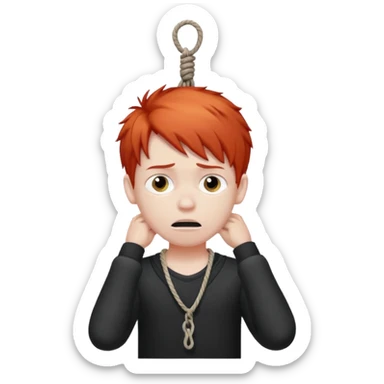 red head boy hanging from noose sticker