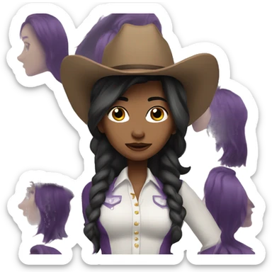 Cowgirl wearing purple black hair and white skin sticker