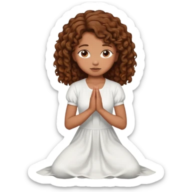 girl praying on knees curls brown sticker