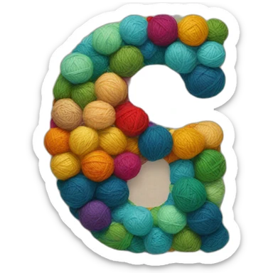 the letter G made of patchwork, colored yarn balls sticker