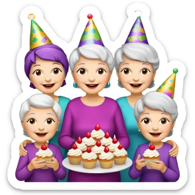 Grandmas dancing in disco party eating cupcakes  sticker