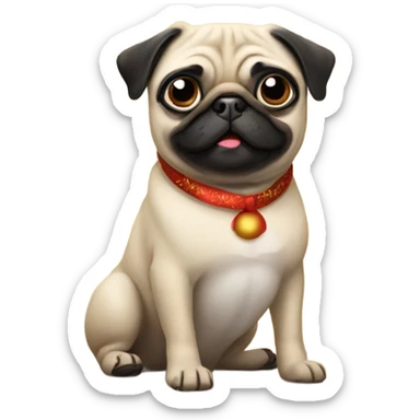 Pug celebrating the new year sticker