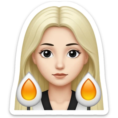 hair long normal hair with black eyes, and white skin sticker