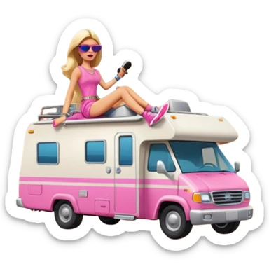 Barbie rv off-roading rock-climbing desert Winnebago  sticker