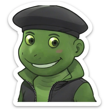 smiling boy in black jacket sticker