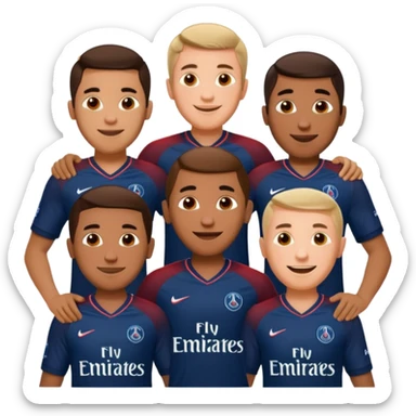 Realistic portrait of a group of happy men wearing PSG jerseys  sticker