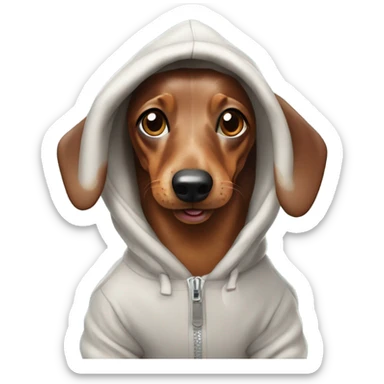 A dapple sausage dog wearing hoodie smiling  sticker