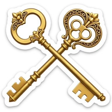 classic skeleton key in gold sticker