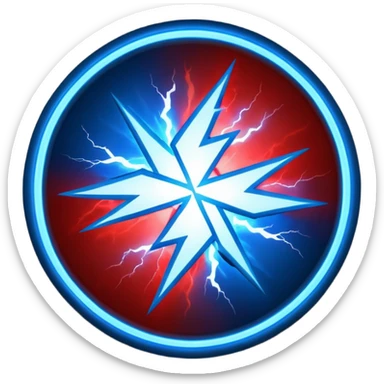 Red and blue lightening in a circle shape with effects sticker