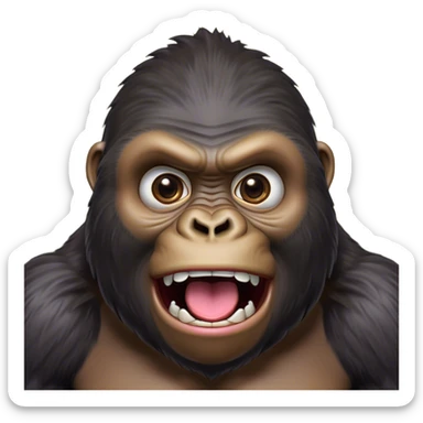 Cinematic Comical Gorilla Portrait Emoji, Head tilted dramatically with an exaggeratedly shocked expression, featuring a robust build with wide, comically expressive eyes full of humorous disbelief, Simplified yet hilariously expressive features, highly detailed, glowing with a slightly sassy jungle glow, high shine, dramatic yet playful, stylized with an air of quirky primate attitude, soft glowing outline, capturing the essence of a meme-worthy gorilla that appears ready to side-eye its way into viral fame! sticker