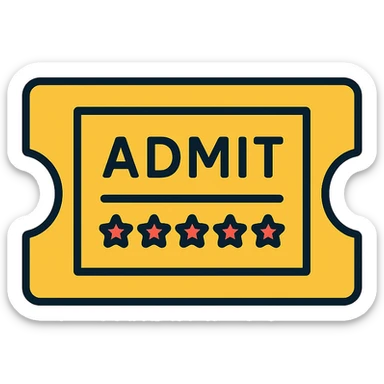 modern icon of an admission ticket, clean lines, minimal, suitable for digital use sticker