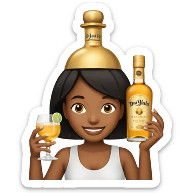 Black girl emoji with don Julio on her head sticker