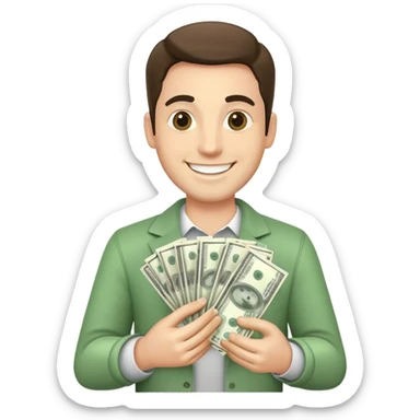man with lots of money sticker