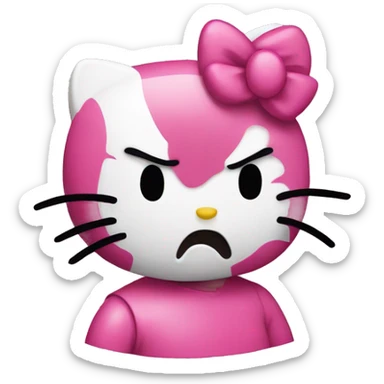 Hello kitty as the angry emoji sticker