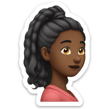 black girl putting her hair behind her ear shyly while looking down  sticker
