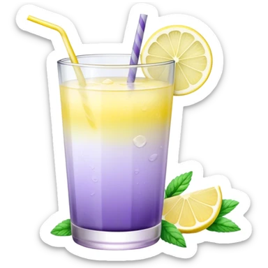 ombre gradient yellow and lilac Lavender mint lemonade in a glass with a sprig of lavender  sticker