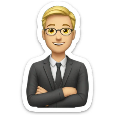 Young white male teacher in front of a blackboard sticker