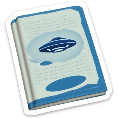 blue book with ufo on the cover sticker