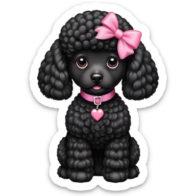 Caniche negro con moños rosas sticker