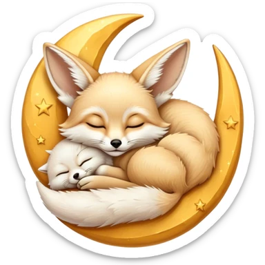fennec sleeping on a moon sickle  sticker
