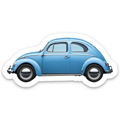 blue oval Fusca car side view sticker