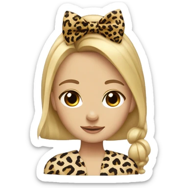 Blonde girl with leopard print bow sticker