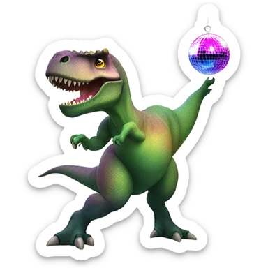 Dinosaur dancing with disco ball over him sticker