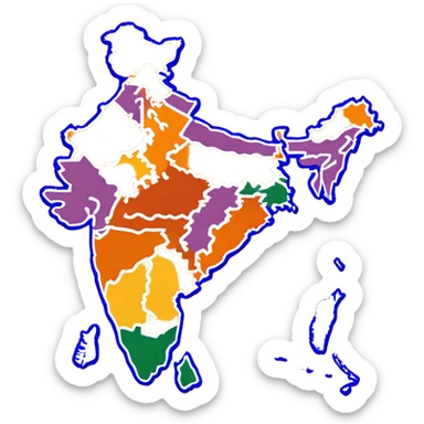India map with saffron colour ( akhand Bharat ) with proper state sticker