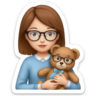 girl wearing glasses with teddy bear  sticker