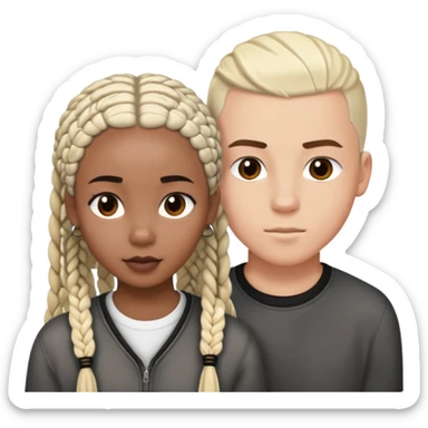 Teenage Interracial couple of a black woman with black box braids and a white blonde man with a buzz cut  sticker