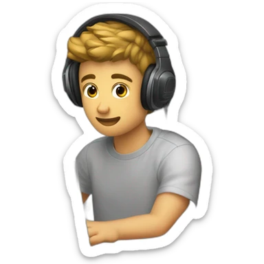 Jeune homme de 21 ans qui joue sur son pc avec un casque gaming sticker