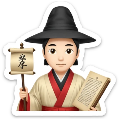 Japanese Court Lord Elegant noble in long robes with tall hat, holding a scroll of orders.
 sticker