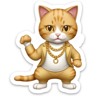 Cats rapping like a gangster sticker
