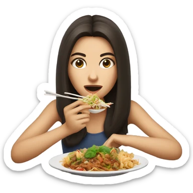 Brunette girl eating bad Thai food  sticker