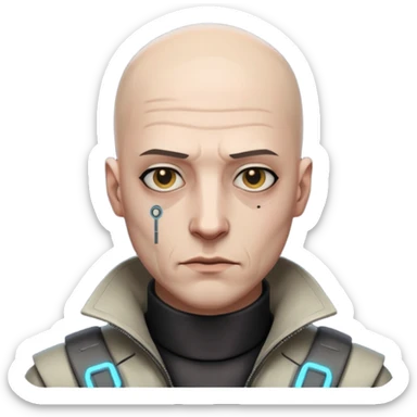 cyberpunk poor man whihout hair sticker