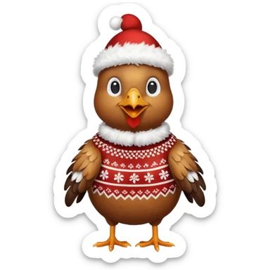 Chicken with a Christmas jumper sticker