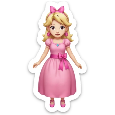 Princess peach full body with a pink ribbon tied to her hair sticker