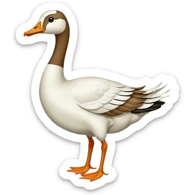 Emoji of a running goose with a very long neck and two legs. 🪿 is the reference. The goose looks like a white goose dyed green (#39C700), with neck, body, and wings all in that green color, not a duck. sticker