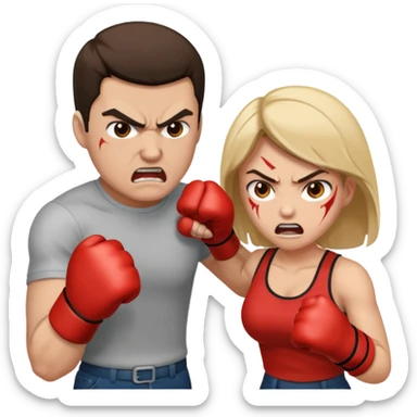 man punching a woman sticker