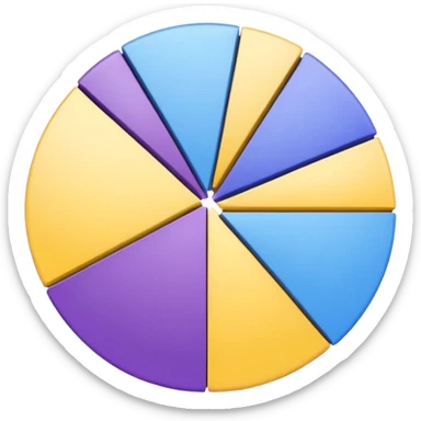 A pie chart with purple, yellow and blue colors only sticker