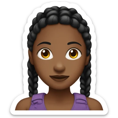 Brown skin black girl with black braids sticker