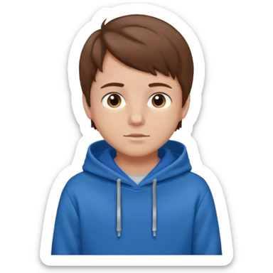 make a boy with brown hair and a blue hoodie sticker