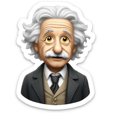 albert einstein with wawing hand sticker