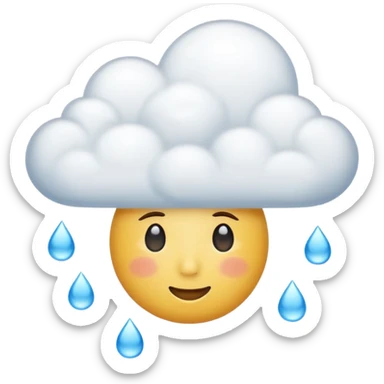 weather emoji with a cloud and a few raindrops, serene face, illustrating calm with a hint of complexity in a consulting office, classic emoji style, no text sticker