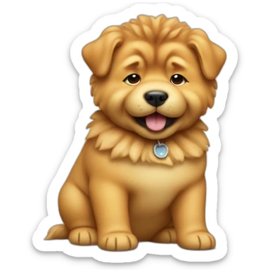 baby infant riding chow chow dog sticker