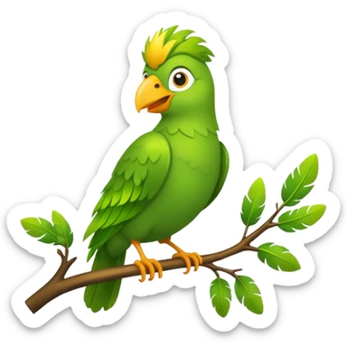 duolingo bird on the branch of tree sticker
